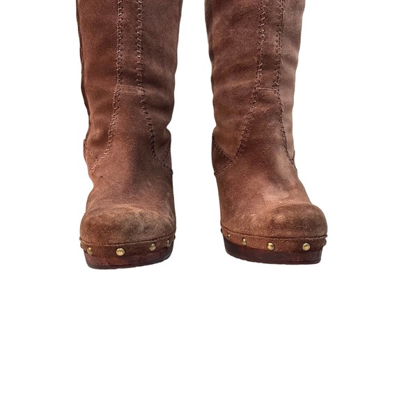 UGG Brown Suede Ankle Boots with Cream Fur Lining - Picture 5 of 13